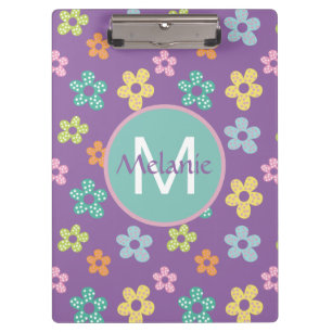 Porte-bloc Motif fleur pointillé mignon violet personnalisé