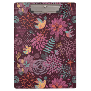 Porte-bloc Motif floral abstrait avec des oiseaux