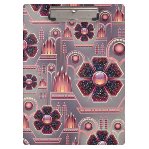 Porte-bloc Motif floral art déco vintage géométrique violet 