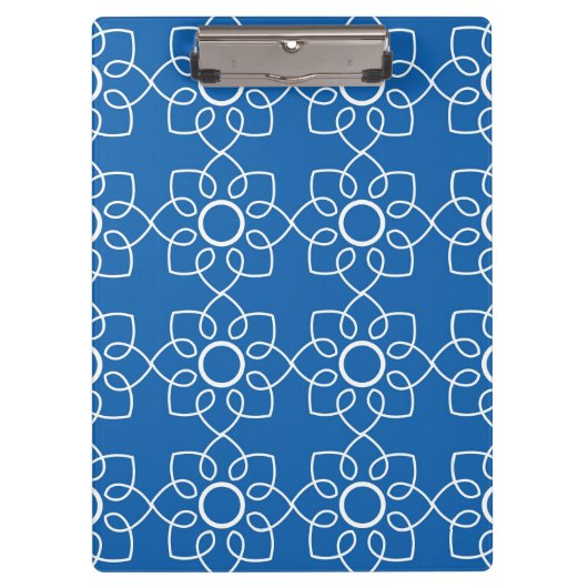 Porte-bloc Motif floral blanc moderne sur le bleu (Devant)