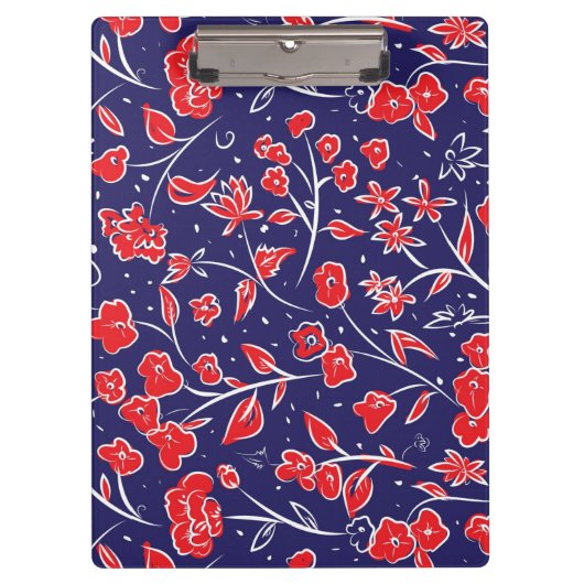 Porte-bloc Motif floral bleu et rouge (Devant)