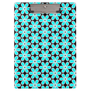 Porte-bloc Motif floral bleu turquoise et noir