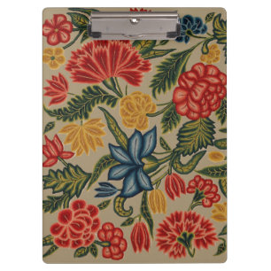 Porte-bloc Motif floral brodé rouge et or de style ancien