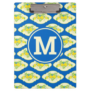 Porte-bloc Motif floral de citrons bleus et jaunes ensoleillé
