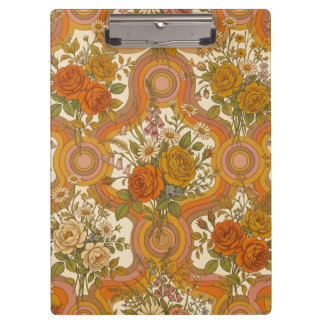 Porte-bloc Motif floral rétro vintage des années 70 | Botaniq