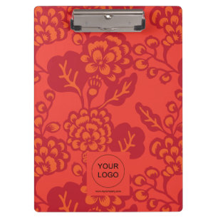 Porte-bloc Motif floral rouge et orange vibrant et gras