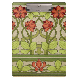 Porte-bloc Motif floral vert sauge Art nouveau vintage