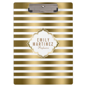 Porte-bloc Motif Gold et White Stripes