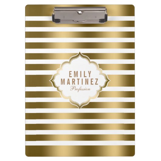 Porte-bloc Motif Gold et White Stripes (Devant)