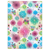 Porte-bloc Motif mignon d'arrière - plan de hibou de fleur (Dos)