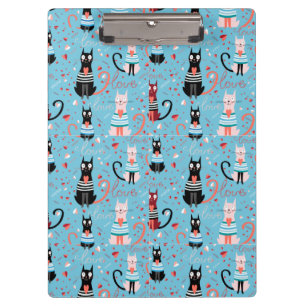 Porte-bloc Motif mignon de chats sur un arrière - plan bleu