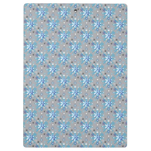 Porte-bloc Motif moderne gris et bleu Holiday Snowflakes (Dos)