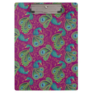Porte-bloc Motif Paisley Paon Rose
