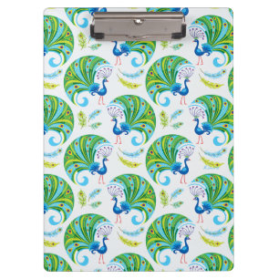 Porte-bloc Motif Paon et Plumes