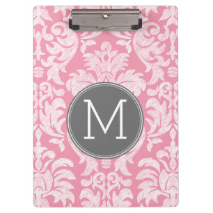 Porte-bloc Motif Pastel rose et gris Damas Motif personnalisé