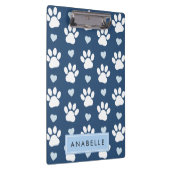 Porte-bloc Motif Paw, Paws Blancs, Coeurs Bleus, Votre Nom (Swatch)