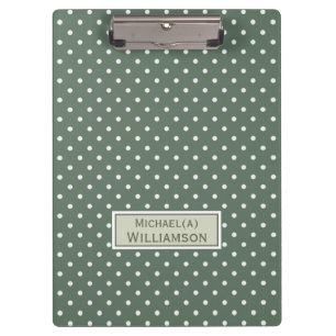 Porte-bloc Motif personnalisé Pois blanc, vert Sage tendance