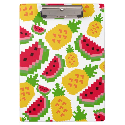 Porte-bloc Motif Pixel de Pastèque Tropicale et Ananas (Devant)