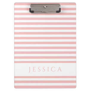 Porte-bloc Motif rayé rose pâle et blanc Nom