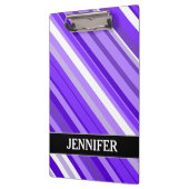 Porte-bloc Motif rayé violet et blanc + Nom personnalisé (Gauche)