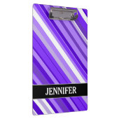 Porte-bloc Motif rayé violet et blanc + Nom personnalisé (Swatch)