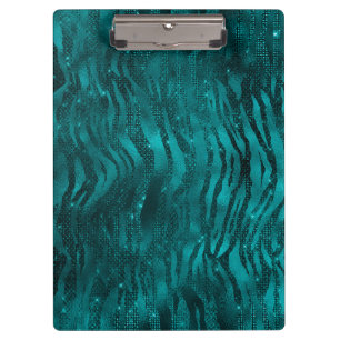 Porte-bloc Motif rayures de tigre pailleté ombré sarcelle