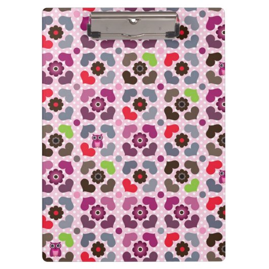 Porte-bloc motif rose de fleurs et de hiboux (Devant)