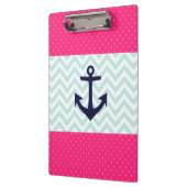 Porte-bloc Motif rose nautique d'ancre de Chevron de menthe (Gauche)