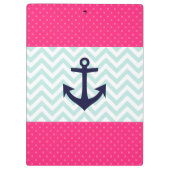 Porte-bloc Motif rose nautique d'ancre de Chevron de menthe (Dos)