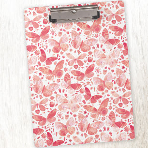 Porte-bloc Motif rose papillon aquarelle