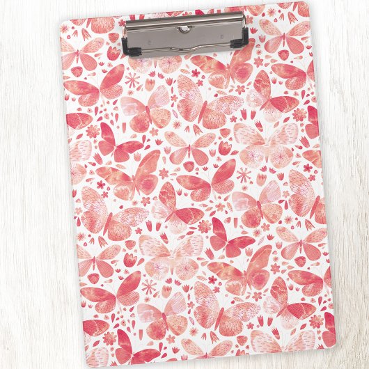Porte-bloc Motif rose papillon aquarelle