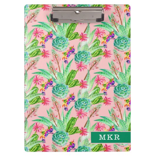 Porte-bloc Motif se développant de Succulents d'aquarelle (Devant)