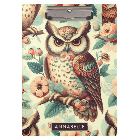 Porte-bloc Motif vintage Cute Owl (Devant)