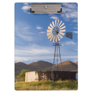 Porte-bloc Moulin à vent et barrage dans le Karoo au lever du