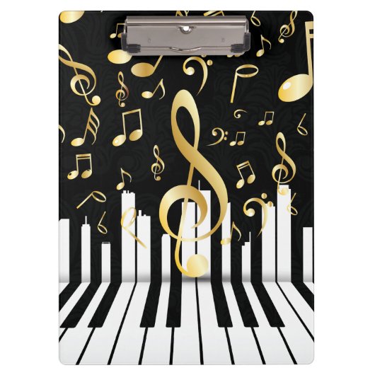 Porte-bloc Music Note Clés de piano or de luxe (Devant)