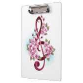 Porte-bloc Musical treble clef notes with sakura flowers (Gauche)
