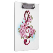 Porte-bloc Musical treble clef notes with sakura flowers (Swatch)