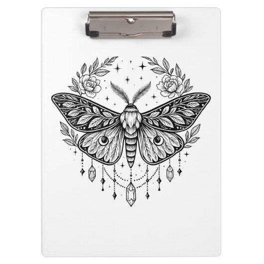 Porte-bloc Mystical Gothic Moth Botanical Celestial Line Art (Devant)