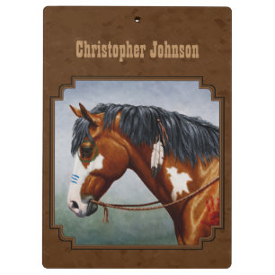 Porte-bloc Natif Américain Bay Pinto Horse Brown