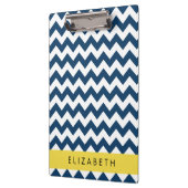 Porte-bloc Navy Blue Zigzag, Navy Blue Chevron, Votre nom (Gauche)