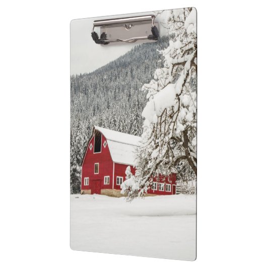 Porte-bloc Neige fraîche sur la grange rouge (Gauche)