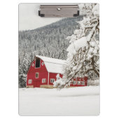 Porte-bloc Neige fraîche sur la grange rouge (Devant)