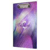 Porte-bloc Neon Abstrait brillant Magenta Nom et monogramme (Gauche)