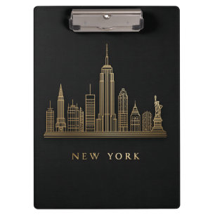 Porte-bloc New York Skyline Gold Line Art