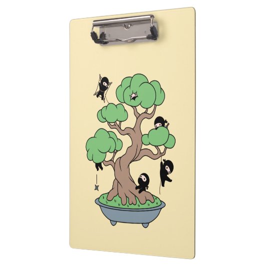 Porte-bloc Ninjas minuscules en bonsaï sur jaune (Gauche)