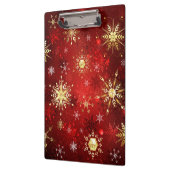 Porte-bloc Noël Golden Snowflakes sur Arrière - plan rouge (Gauche)