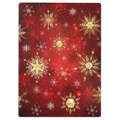 Porte-bloc Noël Golden Snowflakes sur Arrière - plan rouge (Dos)
