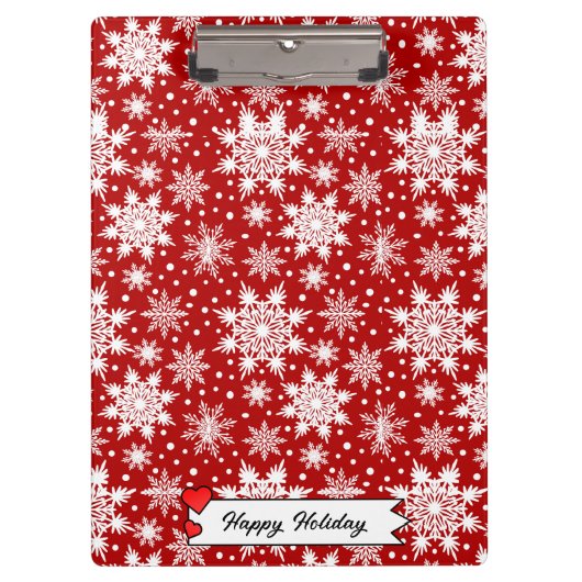 Porte-bloc Noël Rouge et blanc Flocon de neige Motif sans cou (Devant)