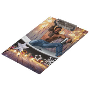 Porte-bloc Noël SlipperyJoe en or argent étoiles lumières hum