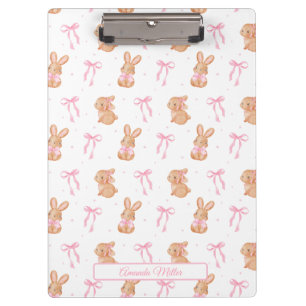 Porte-bloc Nœuds Coquettes Rose Mignons Lapins Nom Personnal